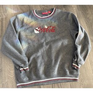 Coca Cola Brand Gray Crew Sweatshirt Embroidered Logo And Polar Bears Sz M